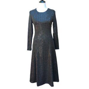 Love Free Black Midi Cocktail Dress Sequins Long Sleeves NWT Party Holiday